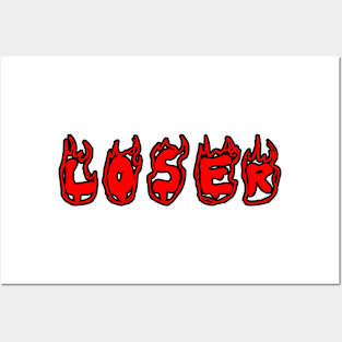 Loser red flames black outline Posters and Art